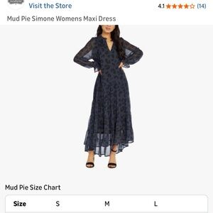 Mud Pie Maxi Navy Leopard Dress in EUC-size Large